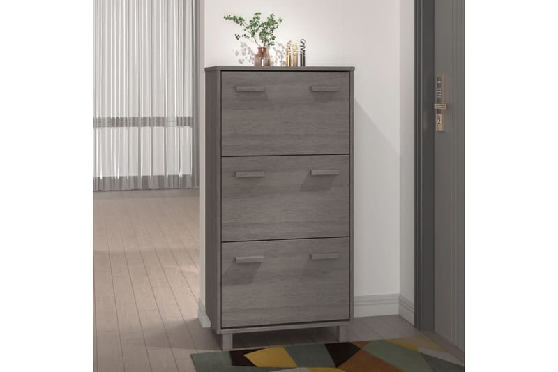 beBasic Kenkäkaappi vaaleanharmaa 59,5x35x117 cm täysi mänty - Harmaa - Säilytys - Kenkäsäilytys - Kenkäkaappi