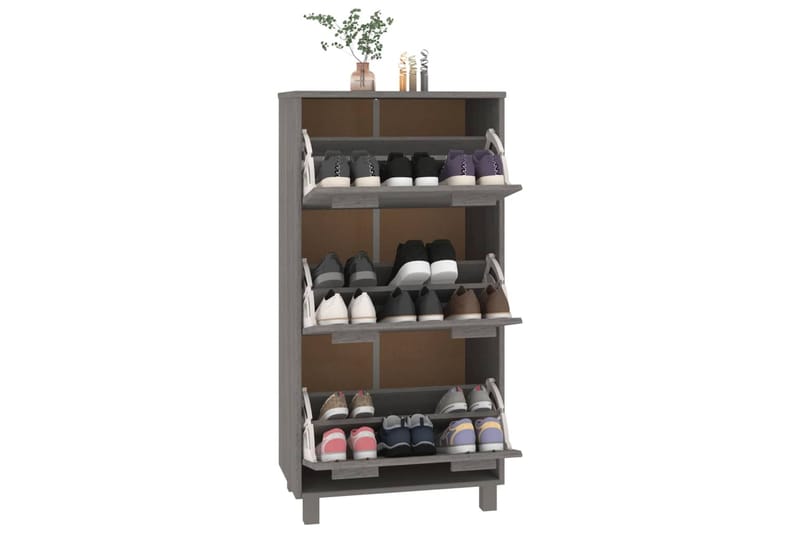beBasic Kenkäkaappi vaaleanharmaa 59,5x35x117 cm täysi mänty - Harmaa - Säilytys - Kenkäsäilytys - Kenkäkaappi