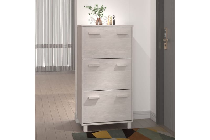 beBasic Kenkäkaappi valkoinen 59,5x35x117 cm täysi mänty - Valkoinen - Säilytys - Kaappi - Säilytyskaappi