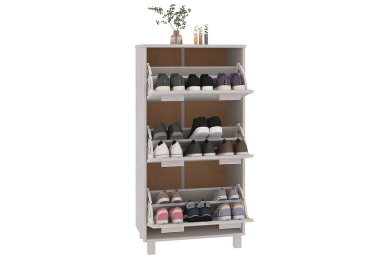 beBasic Kenkäkaappi valkoinen 59,5x35x117 cm täysi mänty - Valkoinen - Säilytys - Kaappi - Säilytyskaappi