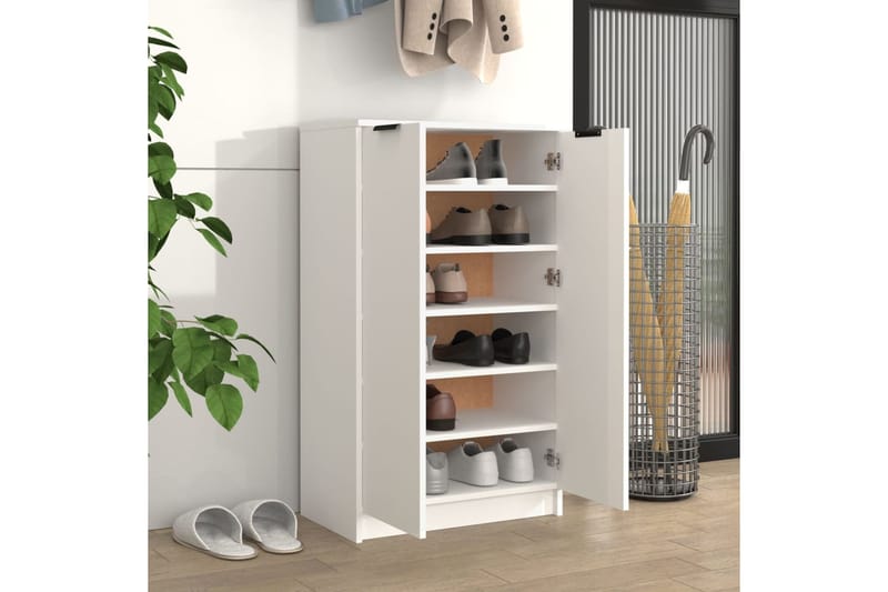 beBasic Kenkäkaappi valkoinen 59x35x100 cm tekninen puu - Valkoinen - Säilytys - Kaappi - Säilytyskaappi