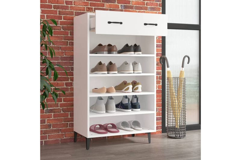 beBasic Kenkäkaappi valkoinen 60x35x105 cm tekninen puu - Valkoinen - Säilytys - Kaappi - Säilytyskaappi