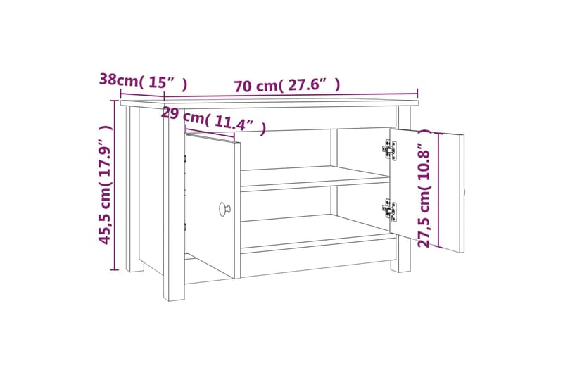 beBasic Kenkäkaappi valkoinen 70x38x45,5 cm täysi mänty - Valkoinen - Säilytys - Kenkäsäilytys - Kenkäkaappi