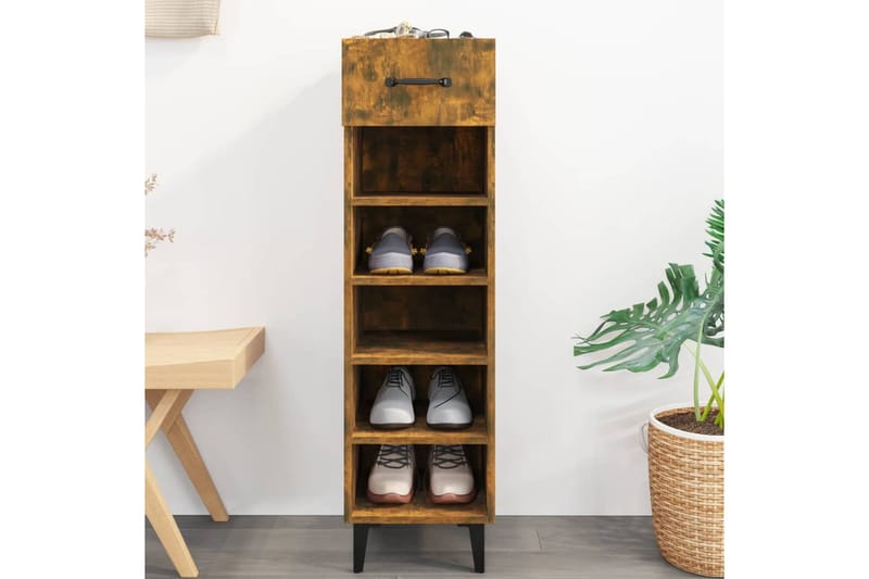 beBasic Kenkäteline savutammi 30x35x105 cm tekninen puu - Ruskea - Säilytys - Kenkäsäilytys - Kenkäkaappi
