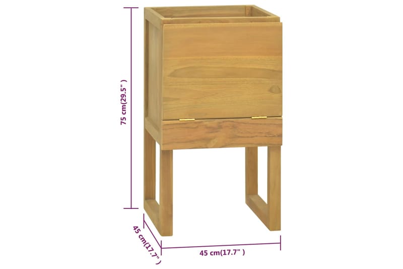 beBasic Kylpyhuoneen kaappi 45x45x75 cm täysi tiikki - Ruskea - Baarikaappi