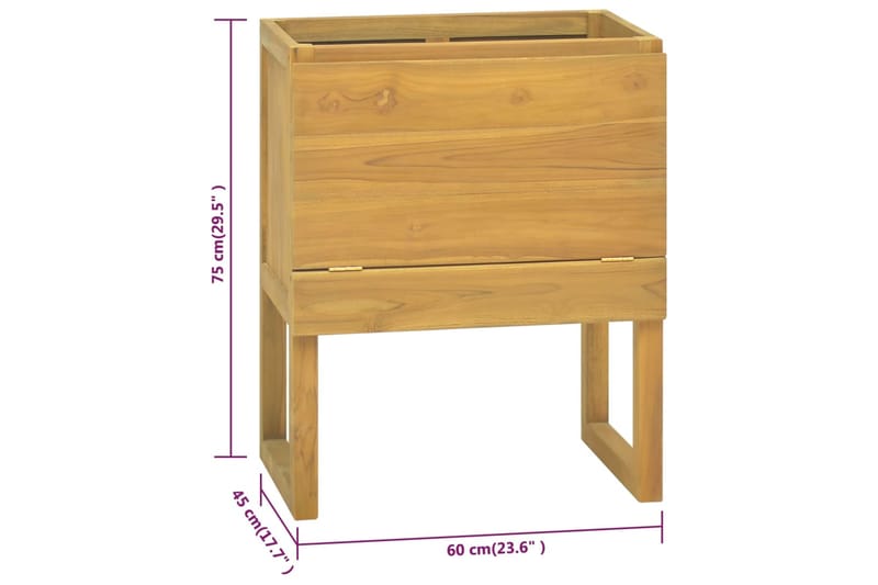 beBasic Kylpyhuoneen kaappi 60x45x75 cm täysi tiikki - Ruskea - Säilytys - Kaappi - Baarikaappi