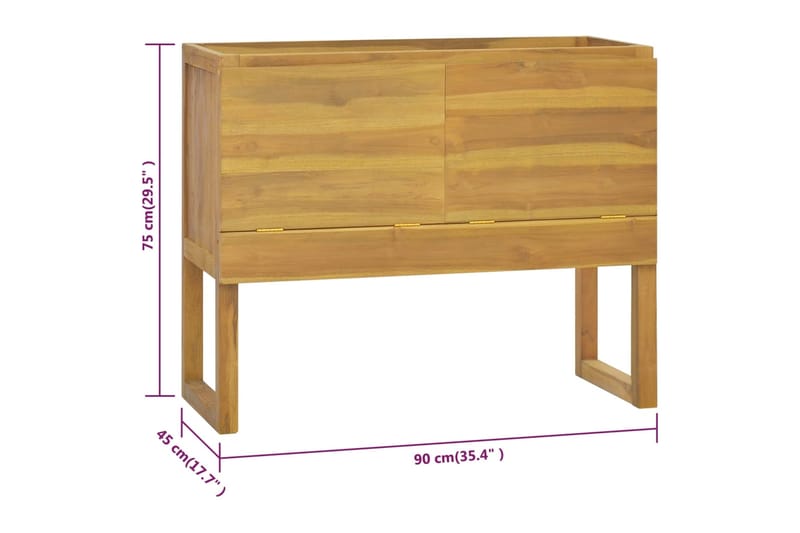 beBasic Kylpyhuoneen kaappi 90x45x75 cm täysi tiikki - Ruskea - Säilytys - Kaappi - Baarikaappi