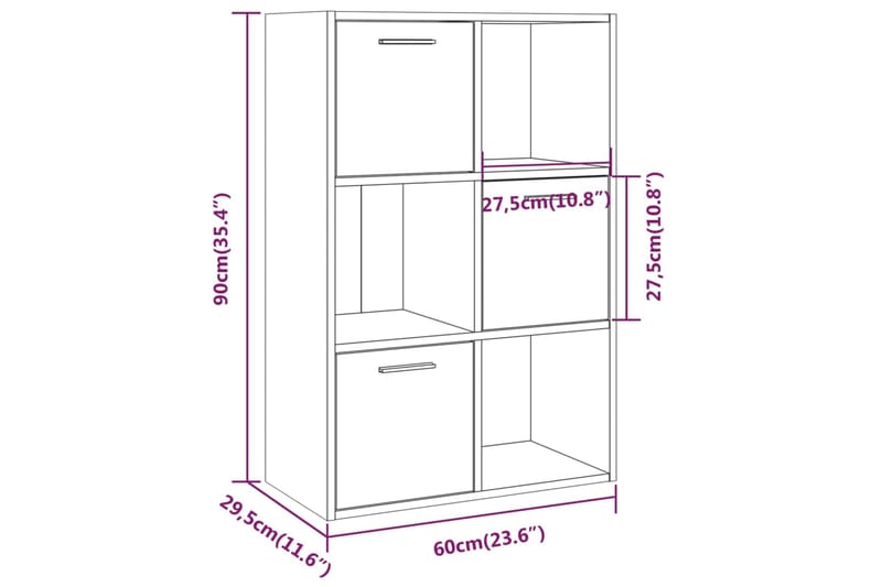 beBasic Säilytyskaappi harmaa Sonoma 60x29,5x90 cm - Harmaa - Säilytys - Kaappi - Vitriini