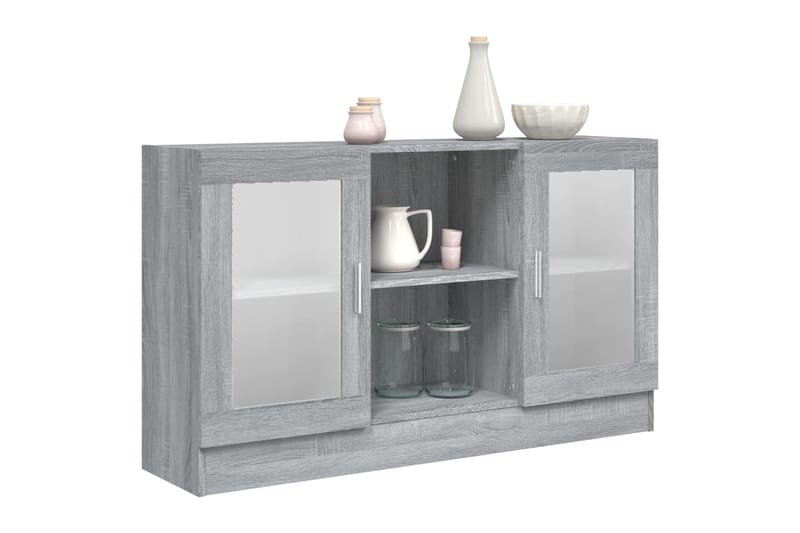 beBasic Vitriinikaappi harmaa Sonoma 120x30,5x70 cm tekninen puu - Harmaa - Säilytys - Kaappi - Vitriini