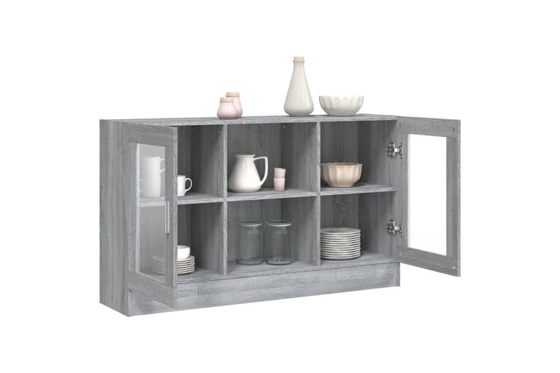 beBasic Vitriinikaappi harmaa Sonoma 120x30,5x70 cm tekninen puu - Harmaa - Säilytys - Kaappi - Vitriini