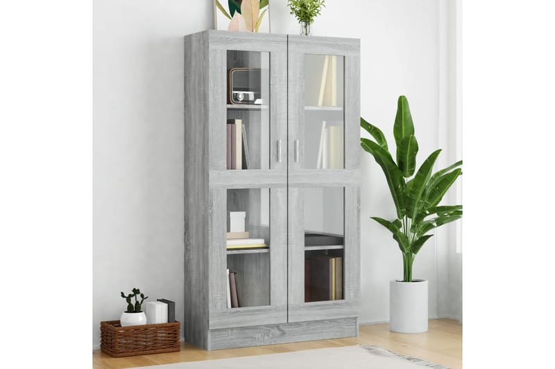 beBasic Vitriinikaappi harmaa Sonoma 82,5x30,5x150 cm tekninen puu - Harmaa - Säilytys - Kaappi - Vitriini