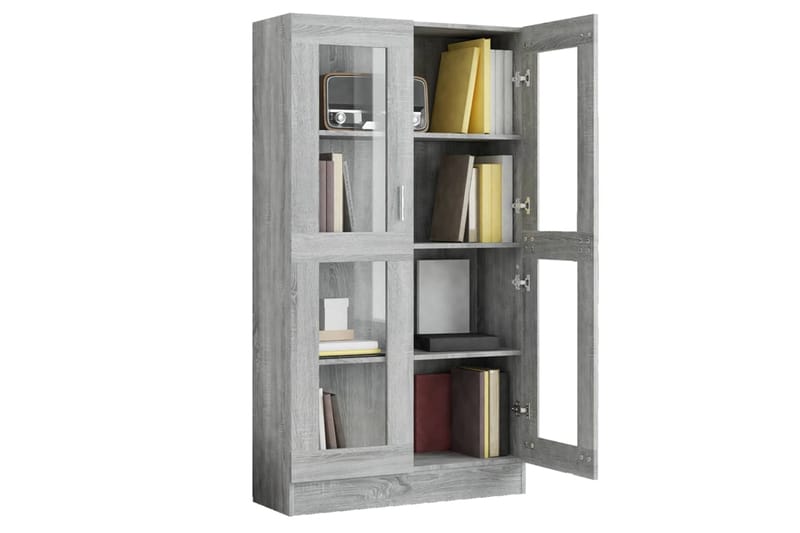 beBasic Vitriinikaappi harmaa Sonoma 82,5x30,5x150 cm tekninen puu - Harmaa - Säilytys - Kaappi - Vitriini