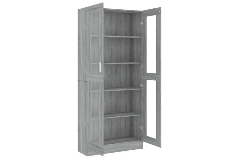 beBasic Vitriinikaappi harmaa Sonoma 82,5x30,5x185,5 cm tekninen puu - Harmaa - Säilytys - Kaappi - Vitriini