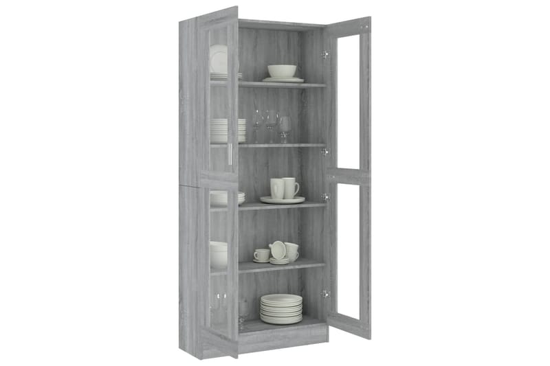 beBasic Vitriinikaappi harmaa Sonoma 82,5x30,5x185,5 cm tekninen puu - Harmaa - Säilytys - Kaappi - Vitriini