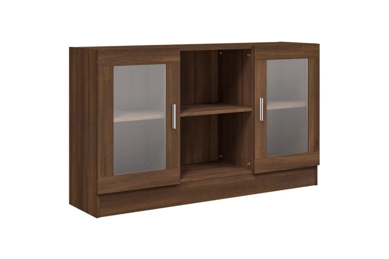 beBasic Vitriinikaappi ruskea tammi 120x30,5x70 cm tekninen puu - Ruskea - Säilytys - Kaappi - Vitriini