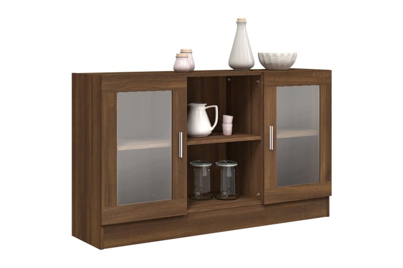 beBasic Vitriinikaappi ruskea tammi 120x30,5x70 cm tekninen puu - Ruskea - Säilytys - Kaappi - Vitriini