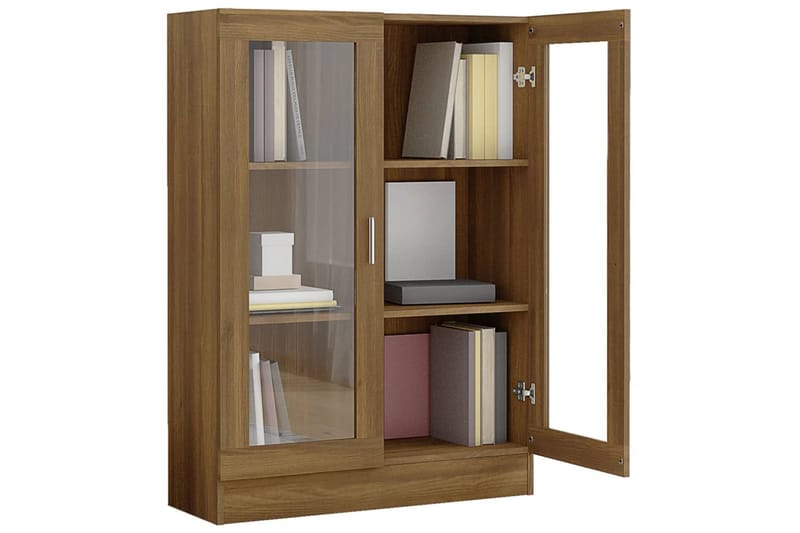 beBasic Vitriinikaappi ruskea tammi 82,5x30,5x115 cm tekninen puu - Ruskea - Säilytys - Kaappi - Vitriini