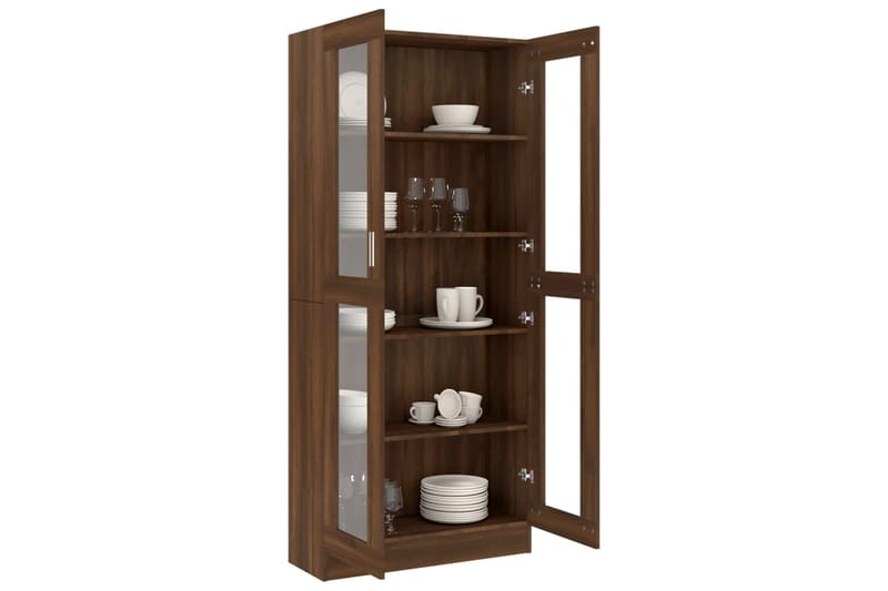 beBasic Vitriinikaappi ruskea tammi 82,5x30,5x185,5 cm tekninen puu - Ruskea - Säilytys - Kaappi - Vitriini