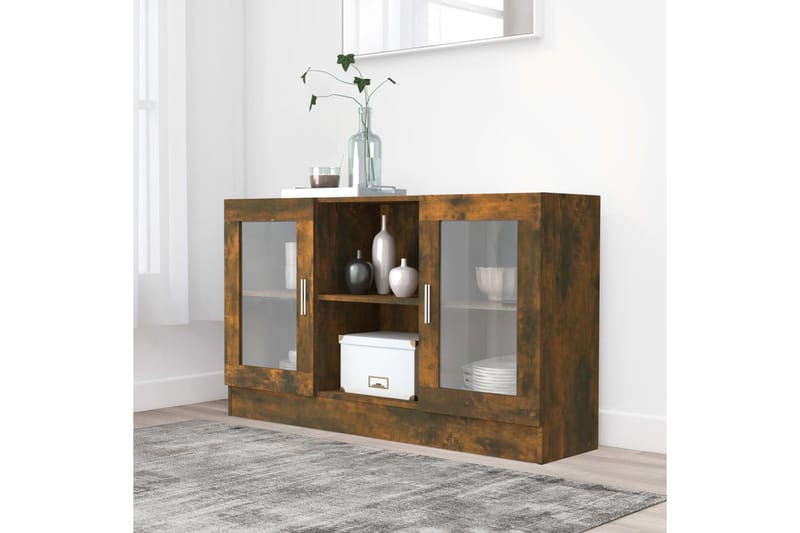 beBasic Vitriinikaappi savutammi 120x30,5x70 cm tekninen puu - Ruskea - Säilytys - Kaappi - Vitriini