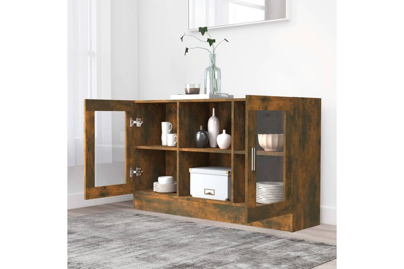 beBasic Vitriinikaappi savutammi 120x30,5x70 cm tekninen puu - Ruskea - Säilytys - Kaappi - Vitriini