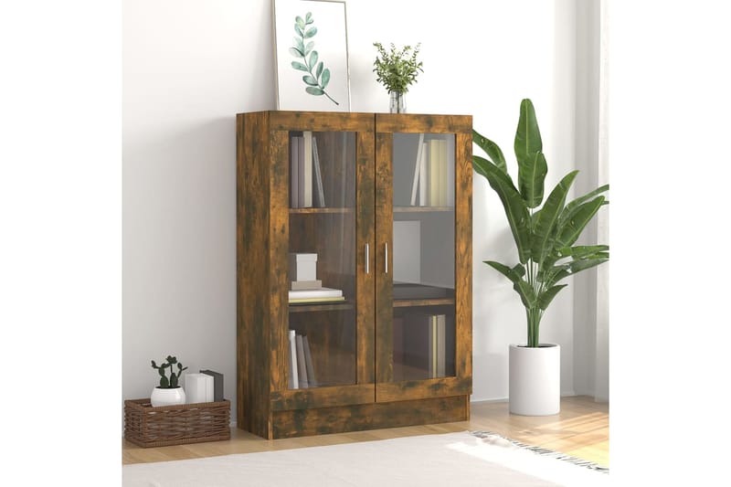 beBasic Vitriinikaappi savutammi 82,5x30,5x115 cm tekninen puu - Ruskea - Säilytys - Kaappi - Vitriini