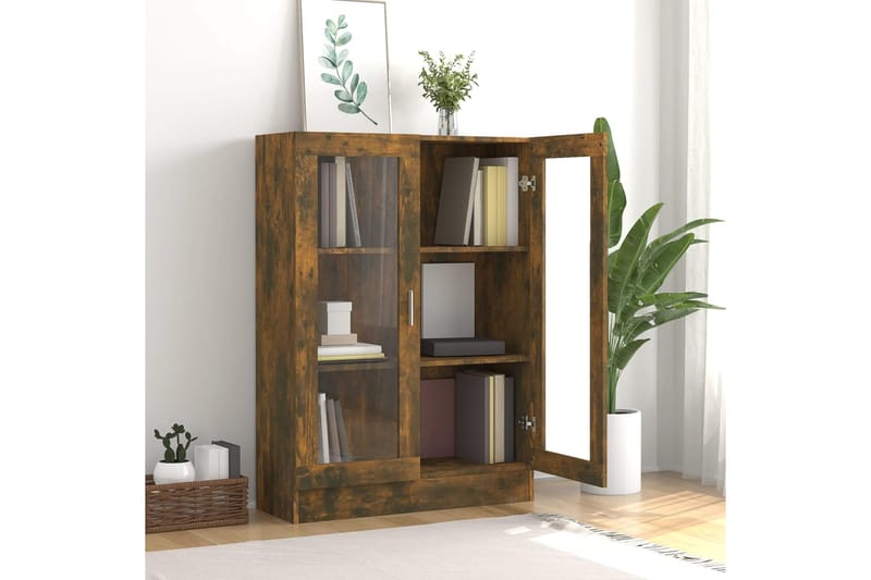 beBasic Vitriinikaappi savutammi 82,5x30,5x115 cm tekninen puu - Ruskea - Säilytys - Kaappi - Vitriini