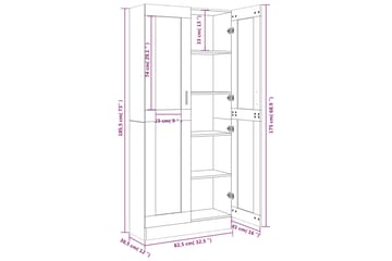 beBasic Vitriinikaappi savutammi 82,5x30,5x185,5 cm tekninen puu - Ruskea - Säilytys - Kaappi - Vitriini