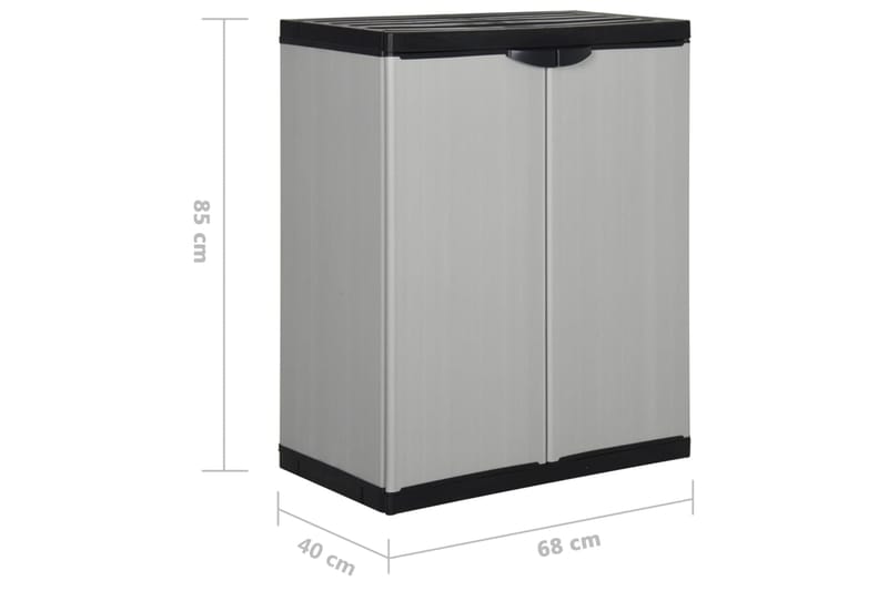 beBasic Puutarhan varastokaappi 1 hyllyllä harmaa ja musta 68x40x85 cm - Harmaa - Säilytys - Kaappi - Säilytyskaappi
