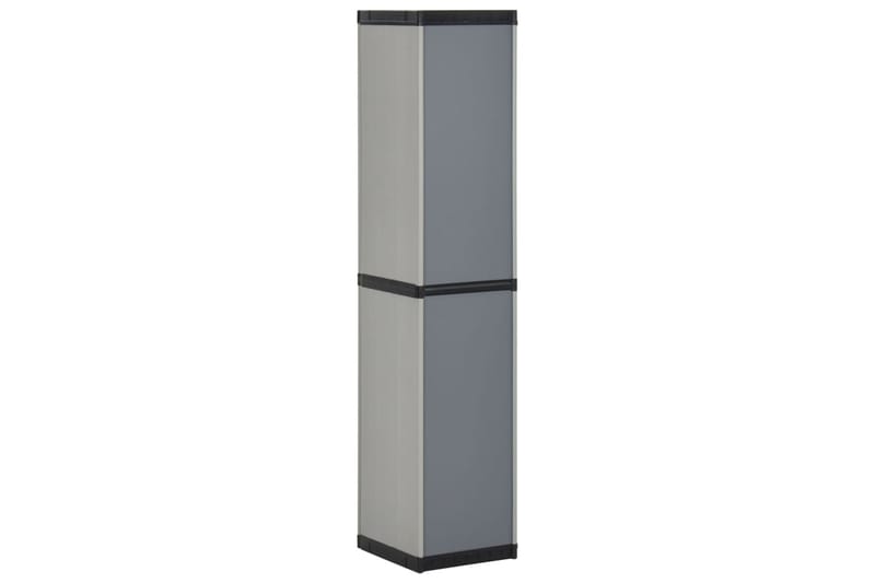 beBasic Puutarhan varastokaappi 3 hyllyä harmaa ja musta 34x40x168 cm - Harmaa - Säilytys - Kaappi - Säilytyskaappi