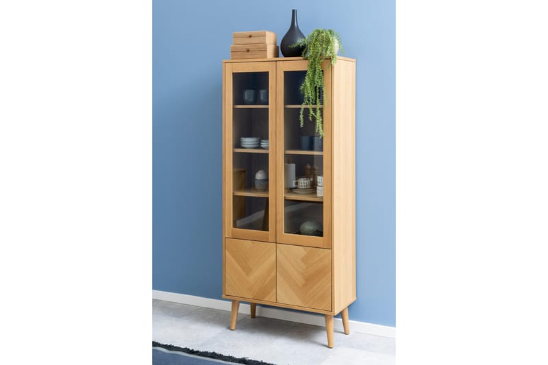 Bellor Vitriinikaappi 80x178 cm - Luonnonväri - Säilytys - Kaappi - Vitriini