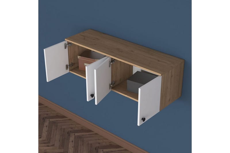 Calros Hörnskåp - Pähkinä/Valkoinen - Säilytys - Kaappi - Säilytyskaappi