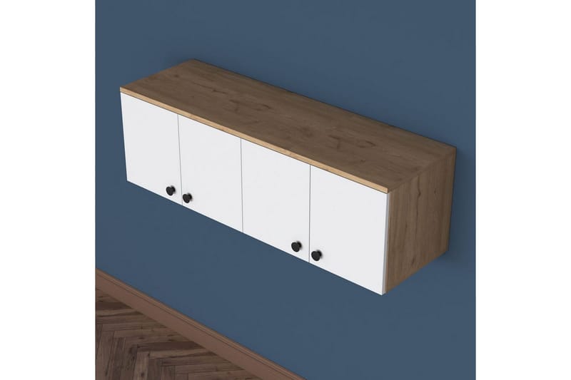 Calros Hörnskåp - Pähkinä/Valkoinen - Säilytys - Kaappi - Säilytyskaappi