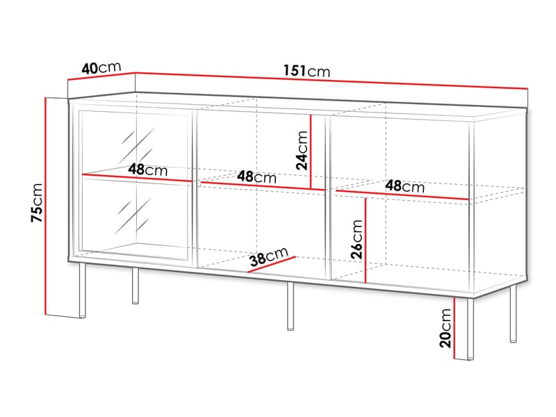 Claven senkki 151 cm - ruskea - Säilytys - Kaappi - Vitriini