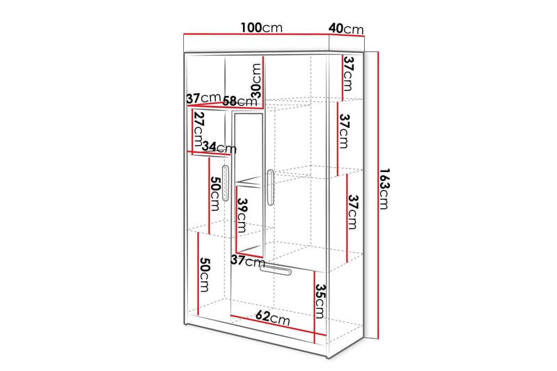 Decona Highboard - Tummanharmaa/Vaaleanharmaa/Valkoinen/Beige - Säilytys - Kaappi - Säilytyskaappi