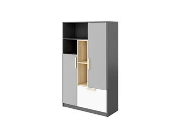Decona Highboard - Tummanharmaa/Vaaleanharmaa/Valkoinen/Beige - S äilytys - Kaappi - Säilytyskaappi