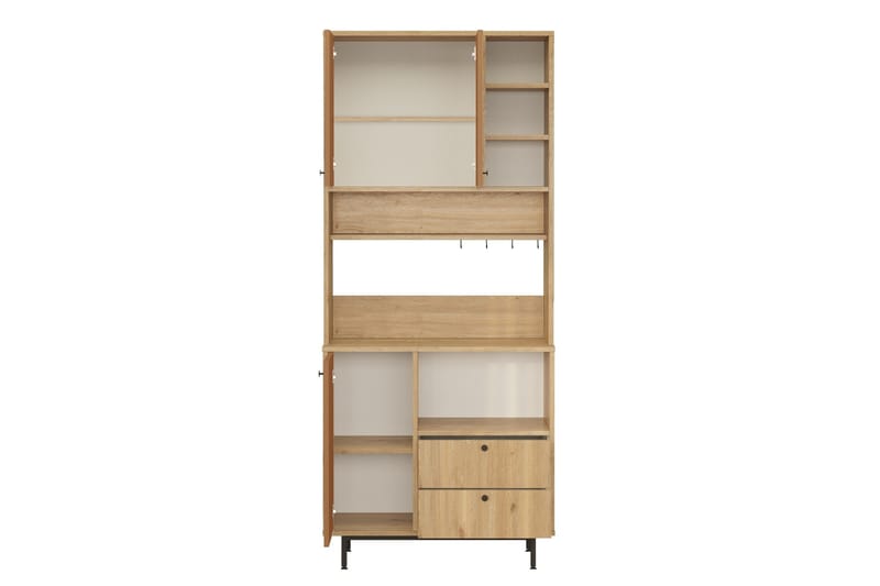 Donae Korkeakaappi - Tammi/Punainen - Säilytys - Kaappi - Säilytyskaappi