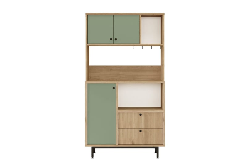 Donae Korkeakaappi - Tammi/Vihreä - Säilytys - Kaappi - Säilytyskaappi