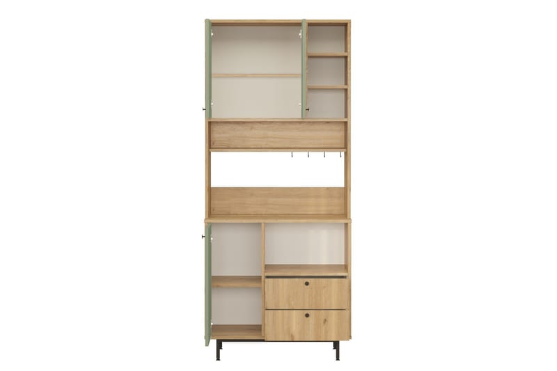 Donae Korkeakaappi - Tammi/Vihreä - Säilytys - Kaappi - Säilytyskaappi