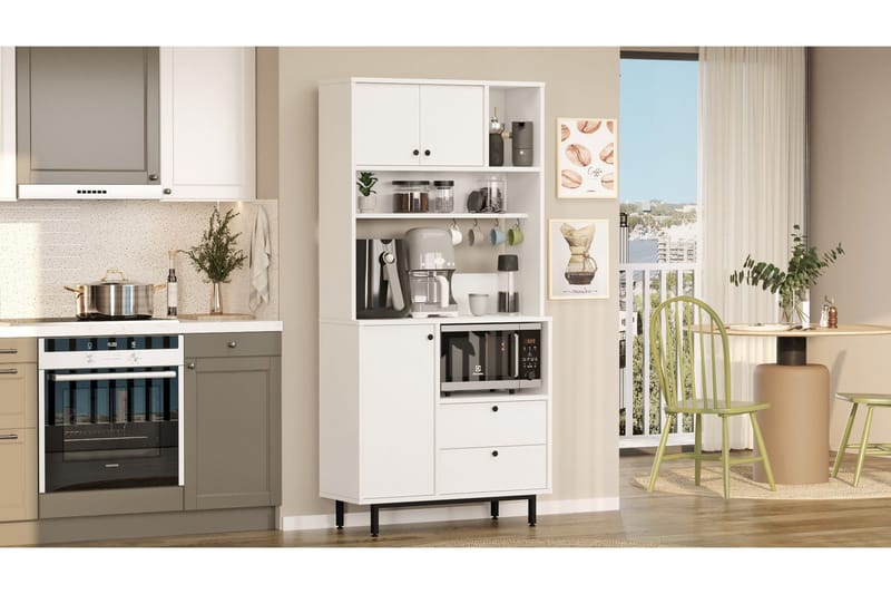 Donae Korkeakaappi - Valkoinen - Säilytys - Kaappi - Säilytyskaappi