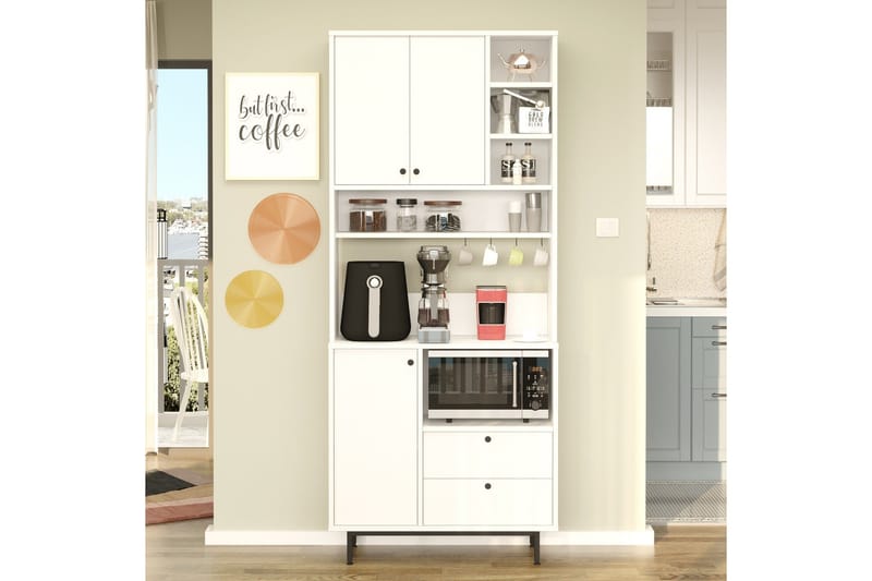 Donae Korkeakaappi - Valkoinen - Säilytys - Kaappi - Säilytyskaappi