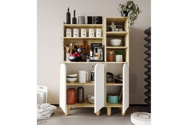 Estra Highboard - Beige/Valkoinen - Säilytys - Kaappi - Säilytyskaappi