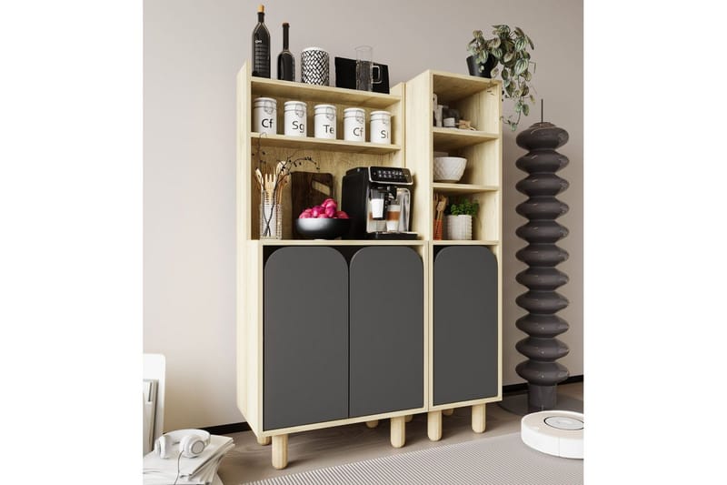 Estra Highboard - Ruskea/Antrasiitti - Säilytys - Kaappi - Säilytyskaappi