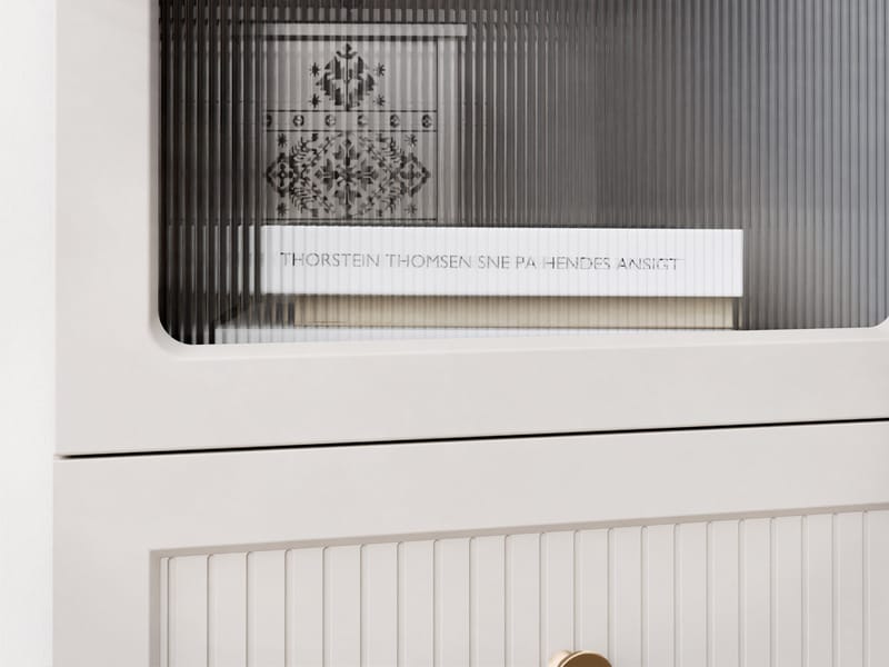 Fayric Vitriinikaappi 46x201 cm - Beige - Säilytys - Kaappi - Vitriini