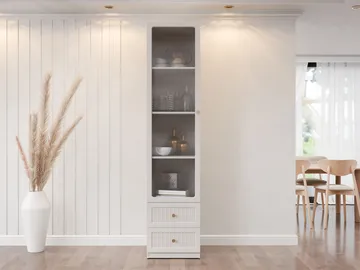 Fayric Vitriinikaappi 46x201 cm - Beige - Säilytys - Kaappi - Vitriini