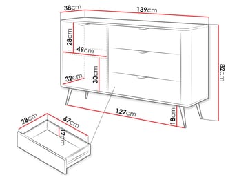 Forba senkki 139 cm - valkoinen - Säilytys - Kaappi - Baarikaappi