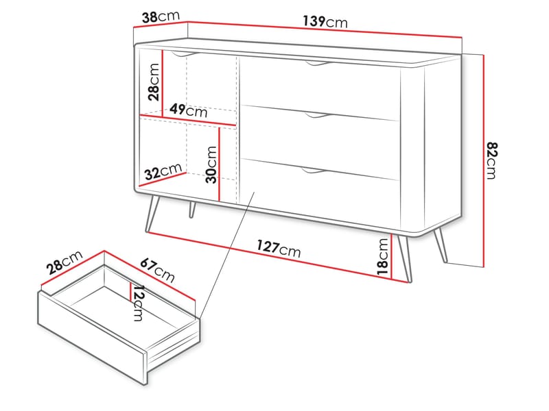 Forba senkki 139 cm - valkoinen - Säilytys - Kaappi - Baarikaappi