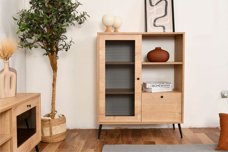 Huff Vitriinikaappi 40x110 cm - Tammi - Säilytys - Kaappi - Vitriini