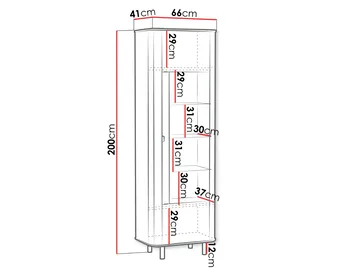 Joriel vitriinikaappi 66x200 cm LED-valaistuksella - Beige|musta - Säilytys - Kaappi - Vitriini