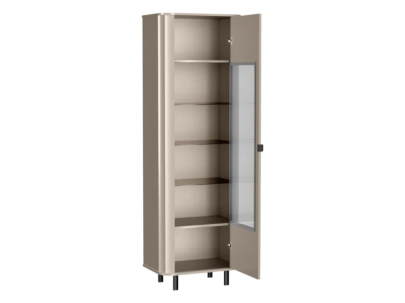 Joriel vitriinikaappi 66x200 cm LED-valaistuksella - Beige|musta - Säilytys - Kaappi - Vitriini