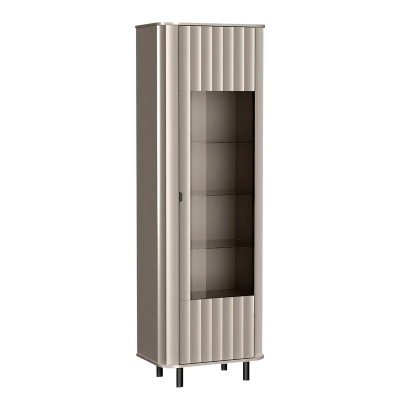 Joriel vitriinikaappi 66x200 cm LED-valaistuksella, Beige|musta